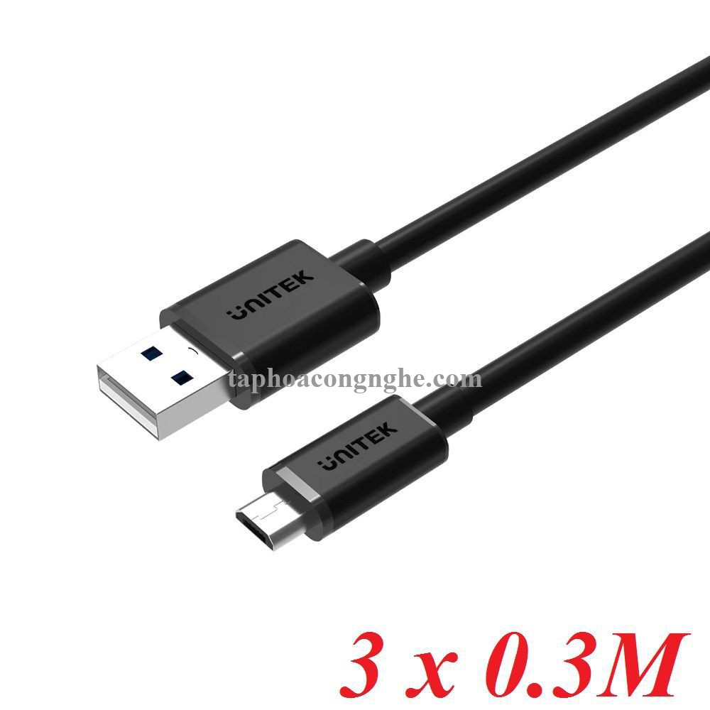 Unitek 29793 Y-C4008BK 2.0 0.3M Cáp Usb sang Micro USB ( 3 Sợi) 30029793